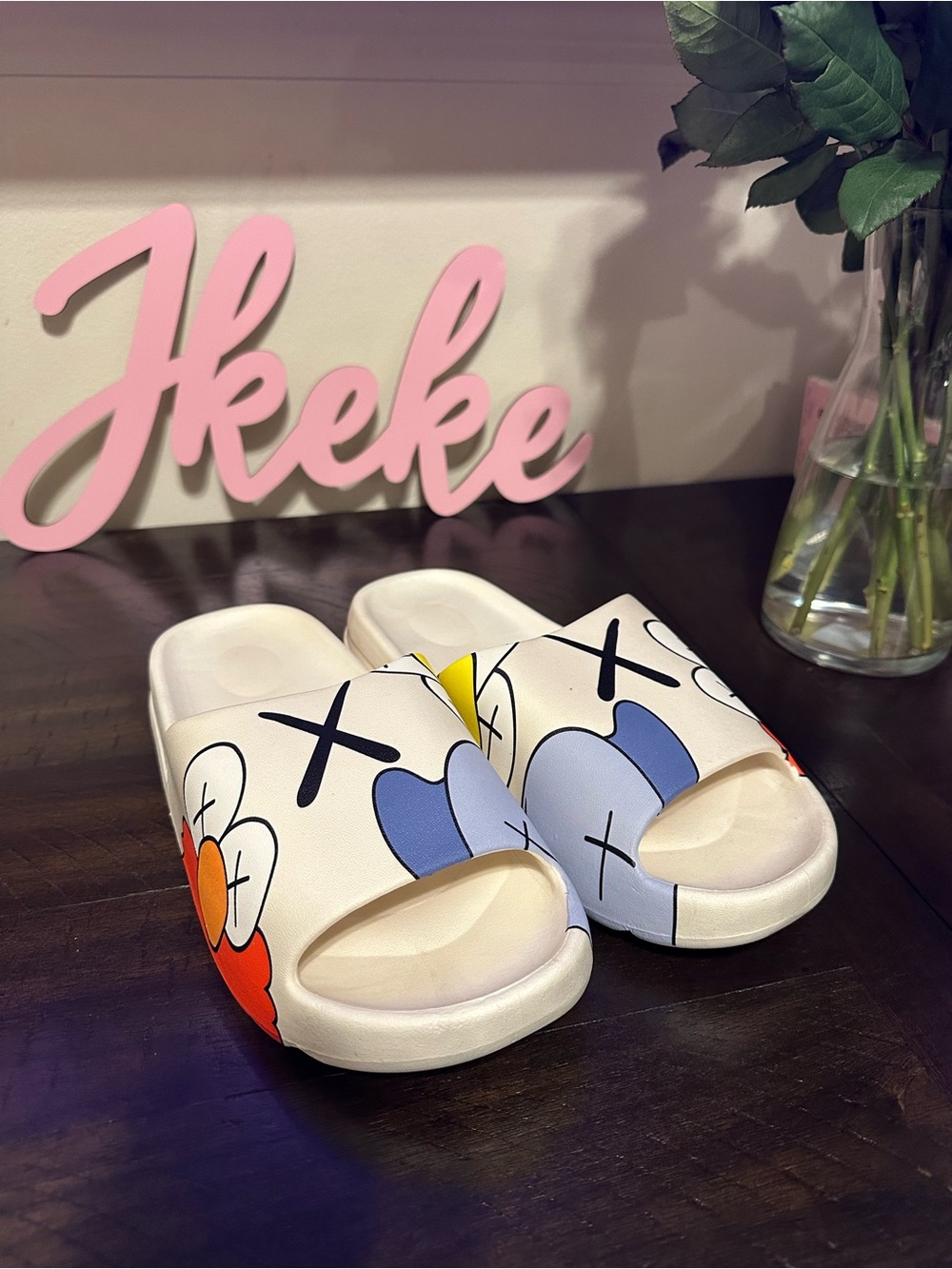 KAWS White Slip-on Slides sizes 8, 9, 10